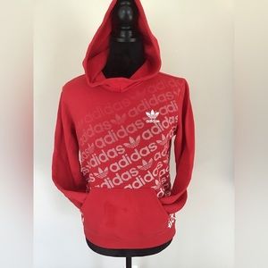 Adidas, Hoodie, Red/White,Youth Medium